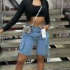 Short de Jean cargo americano, color azul claro